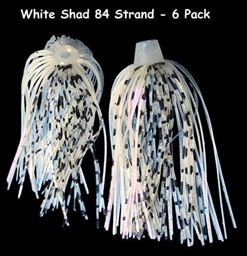 84 Strand Quick Change Jig Skirt or Spinnerbait Skirt 6 Pack, Sexy up your lure, dress it in this Skirt! Proven Colors That Work. (White Shad)