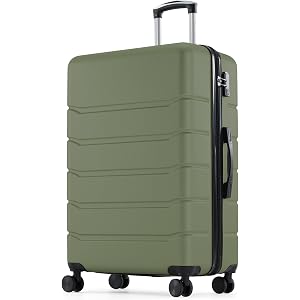 Sweetcrispy 28 Inch Checked Luggage, Suitcase with Spinner Wheels | Expandable, ABS Hard Shell, Lightweight, Rolling, Smooth,