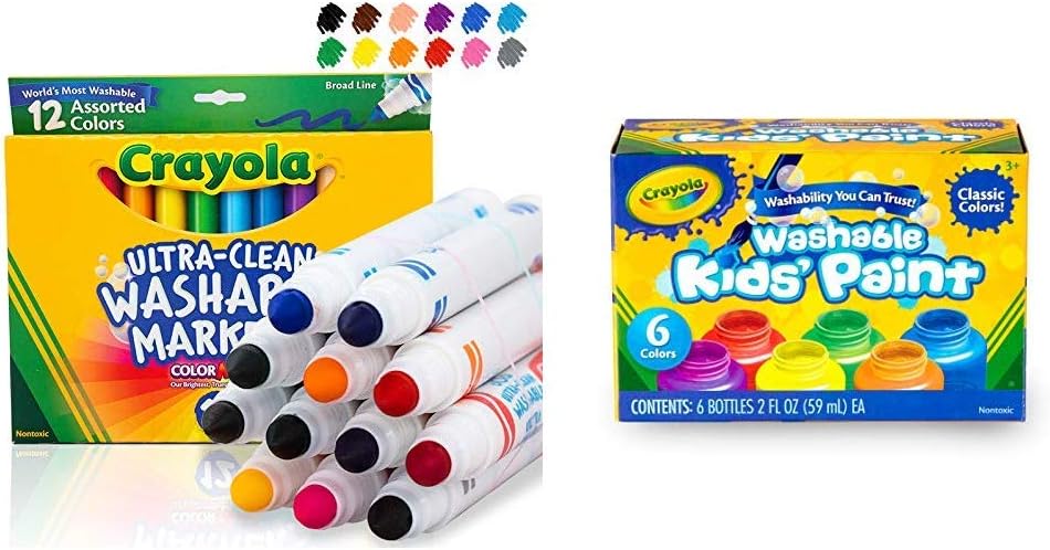 Crayola Ultra Clean Washable Markers, Broad Line, 12 Count: Toys & Games