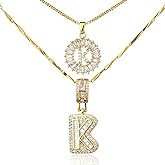 MINDEKA Initial Necklaces for Women,14K Gold Plated Letter Pendant Necklace Dainty Gold Necklace with Cubic Zirconia, Personalized and Trendy Accessories for Women Jewelry Gifts