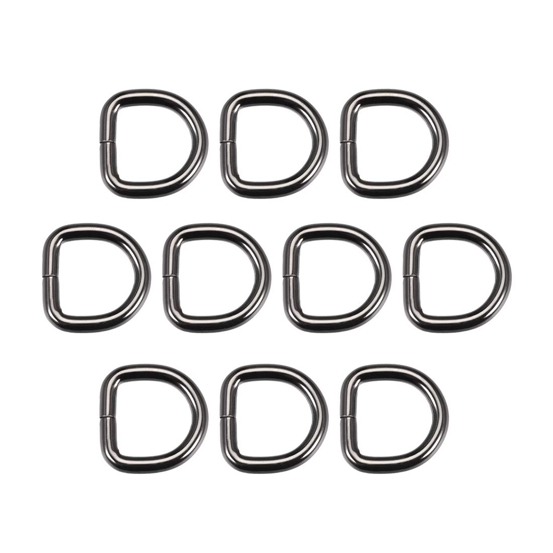 sourcing map 10pcs Metal D Ring 0.8"(20mm) D-Rings Buckle for Hardware Bags Belts Craft DIY Accessories Black