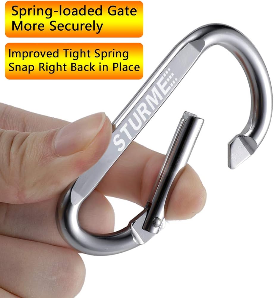 STURME 20pcs 2.7" Carabiner Clip Durable Carabeaner Hooks Small Carabiner D Clip : Sports & Outdoors