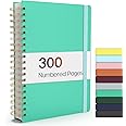 Forvencer A4 Lined Spiral Journal Notebook with 300 Numbered Pages, 11" X 8.5" Thick Journals for Writing with 100GSM Paper, Hardcover Notebooks with Contents for Work, School, Green