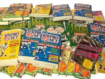 100 Vintage Football Cards in Old Sealed Wax Packs - Perfect for New Collectors