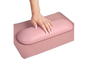 MERTERFLY Nail Arm Rest Pillow and Mat Luxury Salon Manicure Armrest Cushion Nail Art Hand Holder Manicure Hand rest Cushion Pad Tool for Nail Tech Manicurist (With Mat, Pink)