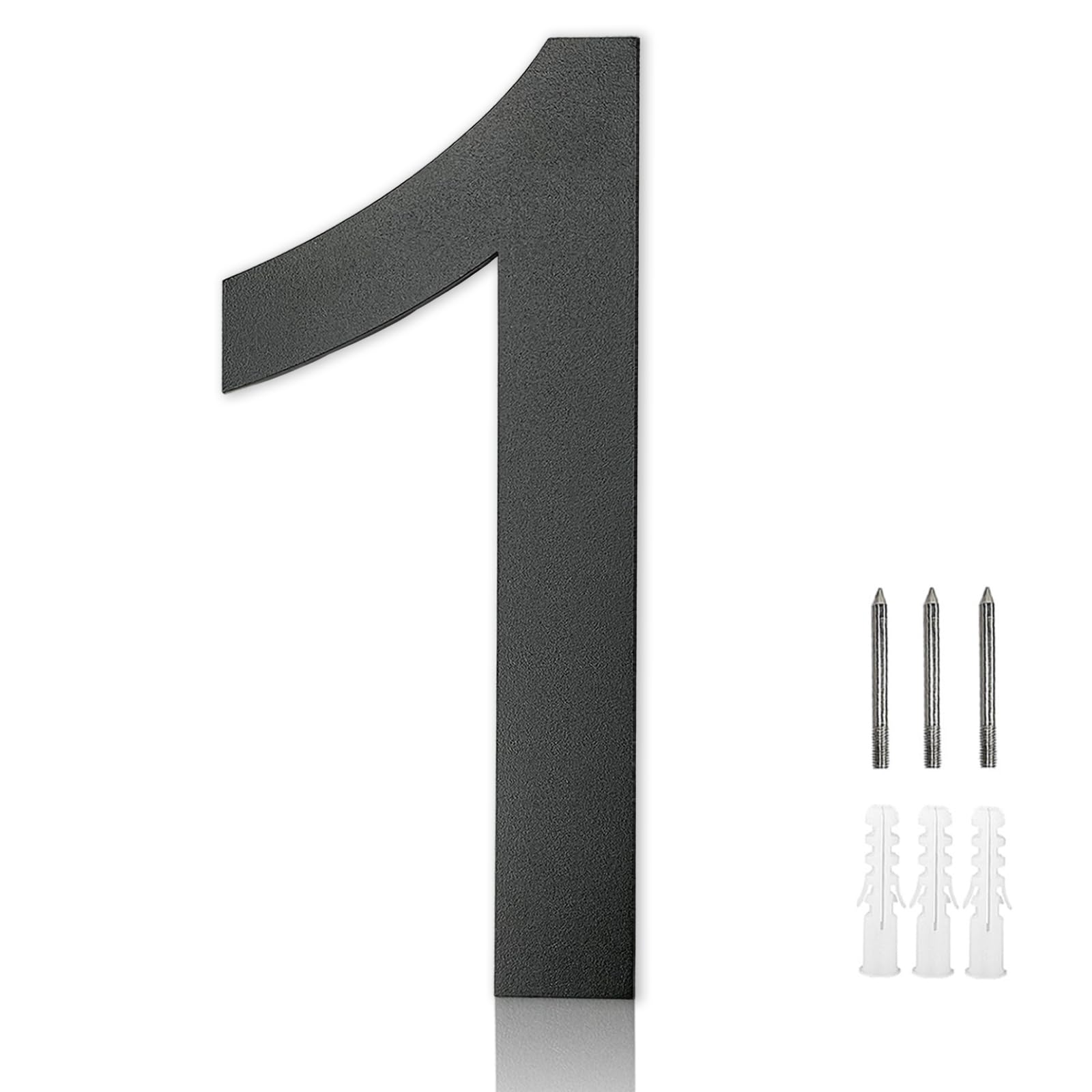 MOLVCE 8 inch Large House Number for Outside Floating, Anthracite Solid Stainless Steel RAL 7016 Anthracite Door Number Fine Structure Powder Coated, Sign Screw On, Font Arial - Number 1