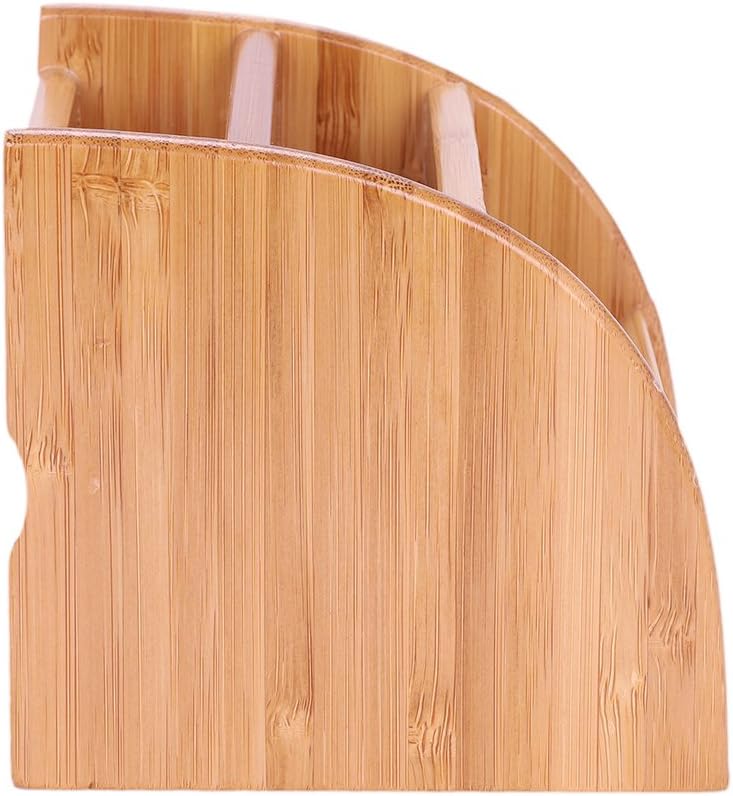 LONTG Remote Control Holder Stand Bamboo Desktop Storage Box Caddy Tidy Desktop Organiser Desk Pen Pot Holder with 4 Compartments for TV Remotes Makeup Brushes Pencils Smartphone and More Small Items - Image 4