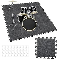 16 Pcs Thick Sound Absorbing Interlocking Floor Mats 11x 11 X 0.4 Inches High Density Piano Carpet Drum Rug Non Slip Anti Vib