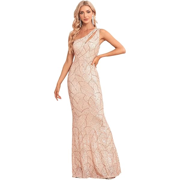 Amazon.com: Youllyuu Women Sleeveless Rose Gold Long Dress Sequin Slim  Formal Cocktail Dress Wedding Evening Party Robe Gold S : Clothing, Shoes &  Jewelry