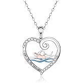 Helonley Swimming Necklace for Women - 925 Sterling Silver CZ Swimming Necklace Jewelry I Can Do All Things Swim Sport Pendant Necklaces Gift for Women