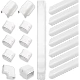 MOOITEK 3" 25Ft PVC Line Set Cover Kit for Ductless Mini Split AC, Decorative PVC Slim Line Cover for Central AC &amp; Heat Pumps Tubing
