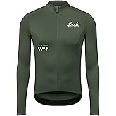 Santic Men's Cycling Jersey Winter Thermal Pro Long Sleeve Fleece Cycling Jacket with 3 Pockets