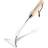 WORKPRO Crack Weeder, 13.5" Stainless Steel Weeding Tool, Wooden Handle | L-Shaped Sidewalk Weed Puller Spatula, for Garden Lawn Yard Patio Terrace Paving Garden Tool