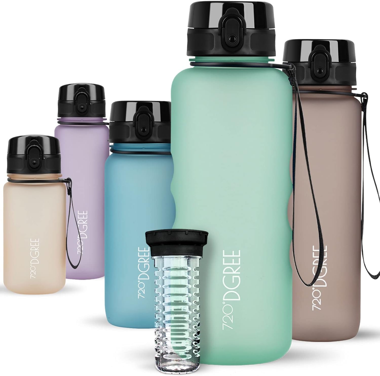 720°DGREE Water Bottle “uberBottle“ - 1.5 L softTouch +Fruit-Infuser - BPA-Free Tritan, Leakproof, Reusable Drinking Bottle - Sports Bottle for Gym, Running, Fitness, Hiking, Travel, School, Office — image 1