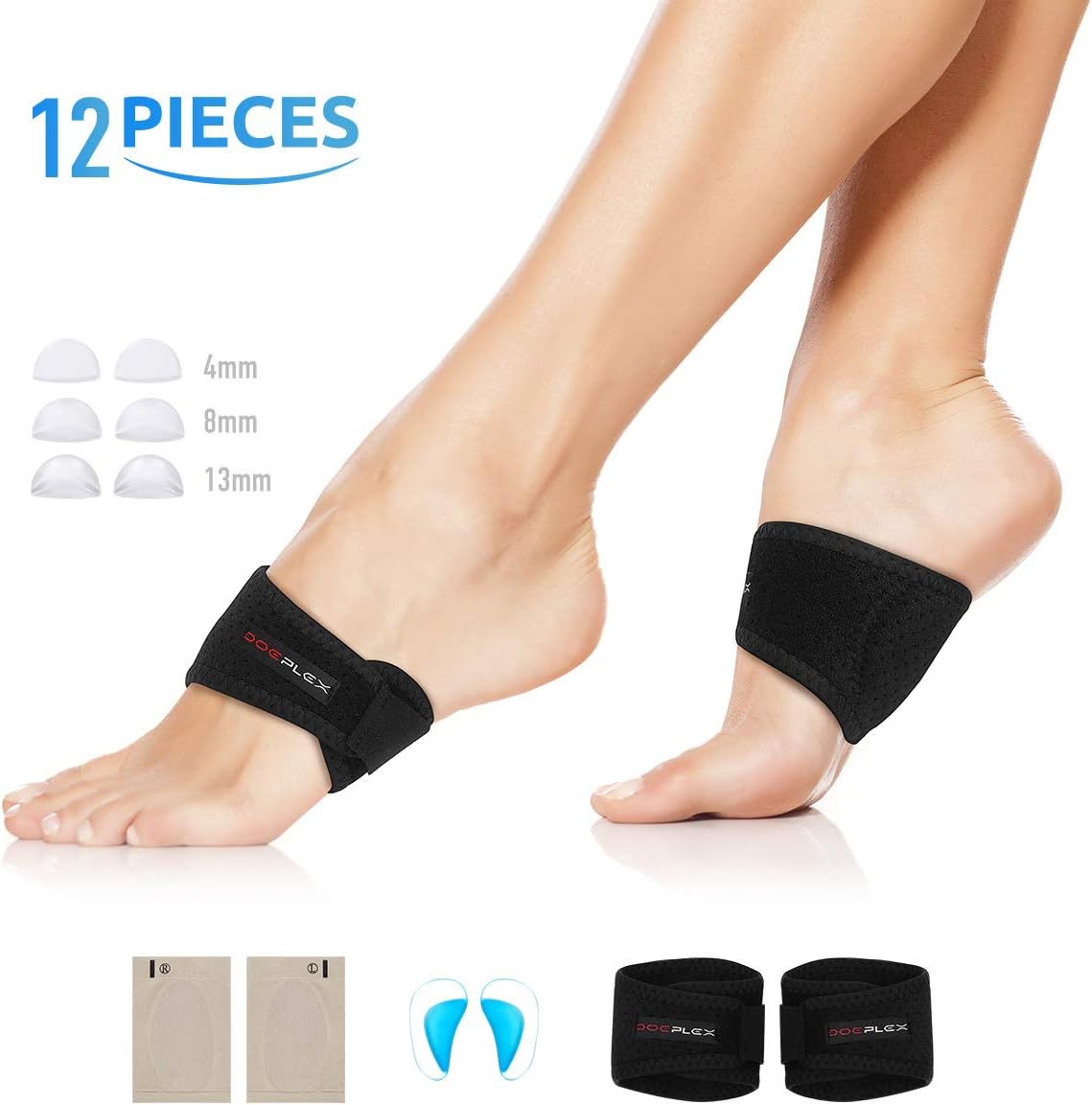 Doeplex Arch Support Brace 12 Pieces, Adjustable Cushions