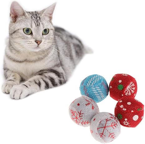 Wiffe 5 Pcs Jouets Pour Chat Boule De Noël à Herbe à Chat Animaux De Compagnie Chaton Teaser Interactive Humoristique Dalimentation