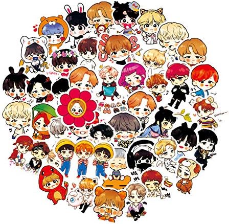 Surenhap 100Pcs Stickers KPOP BTS Army Bangtan Boys Waterproof Adhesive Vinyl for Laptop Skateboards Luggage Cars