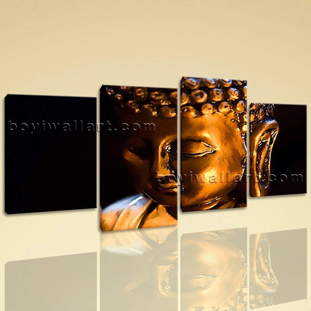 Large Buddha Face Wall Decor Contemporary Art Painting Four