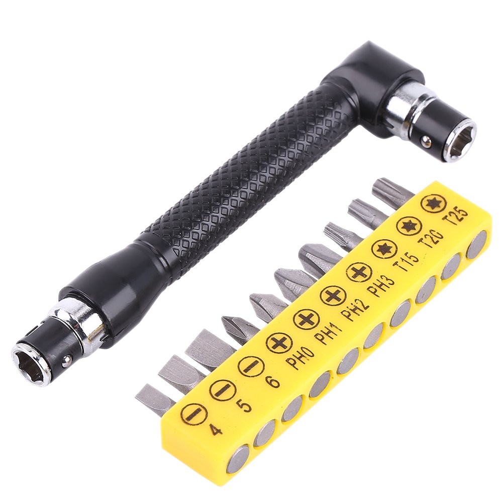 Photo 1 of Walfront 10pcs Screwdriver L-Shaped Extension Handle Double Head 1/4" Hex Socket Flat Torx Screwdriver Kit Hand Tool