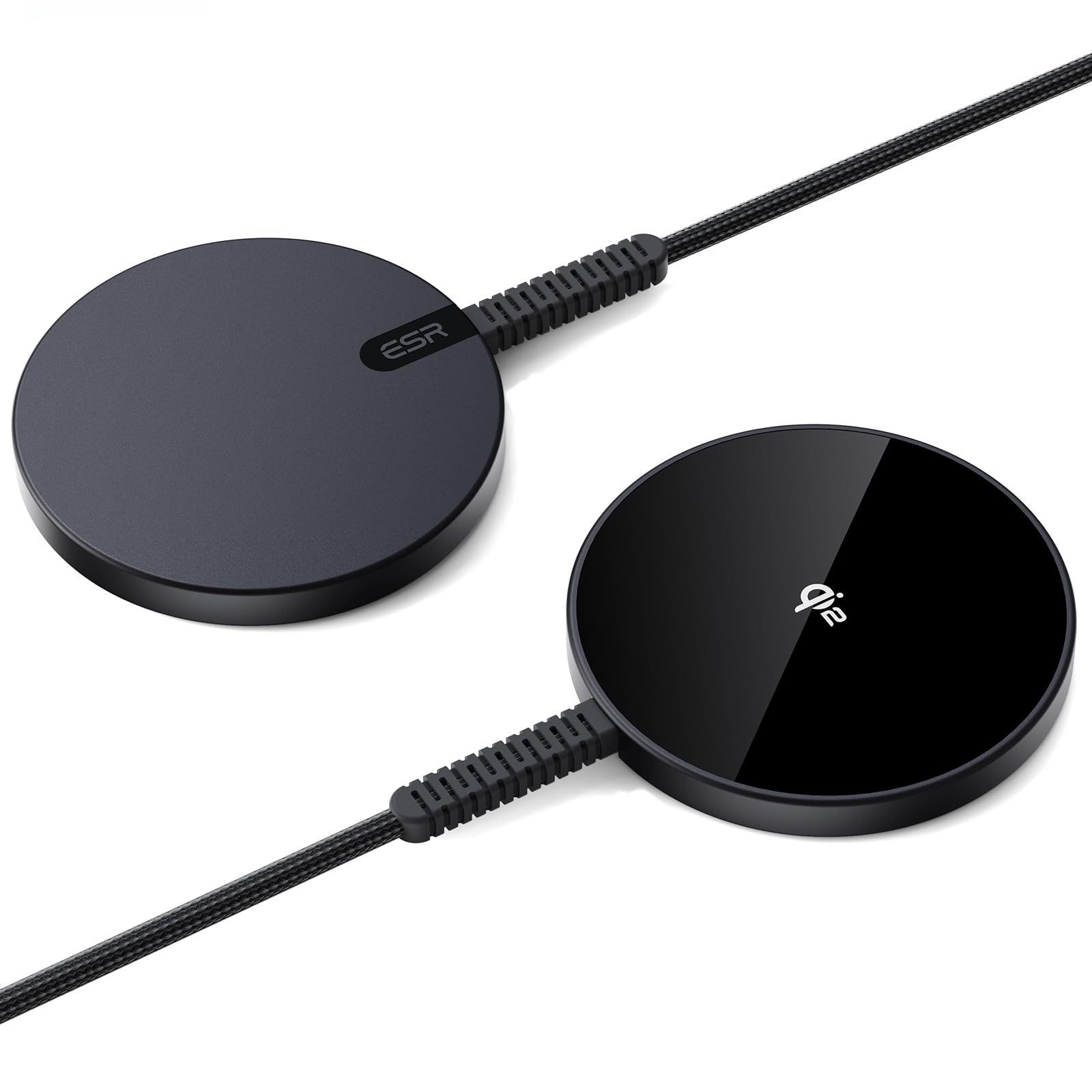 Photo 1 of ESR 2 Pack for Qi2 Magsafe Charger,15W Wireless Charger, Wireless Charging Pad for iPhone 15/14/13/12, AirPods 4/3/Pro/Pro 2,Galaxy S25,Strong Magnetic Charging Pad with Type-C Cable, Black