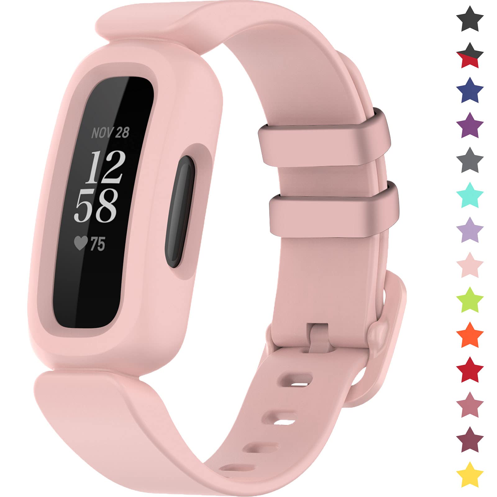 TopPerfekt Straps Compatible with Fitbit Ace 3 for Kids, Soft Silicone Waterproof Bracelet Accessories Sports Watch Strap Replacement for Fitbit Inspire 2/Ace 3 Boys Girls (Light pink)