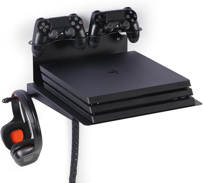 Borangame PS4 & Xbox Wall Mount Horizontal PlayStation Wall Shelf w