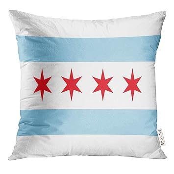 Amazon Com Golee Throw Pillow Cover Blue Stars Chicago Flag City