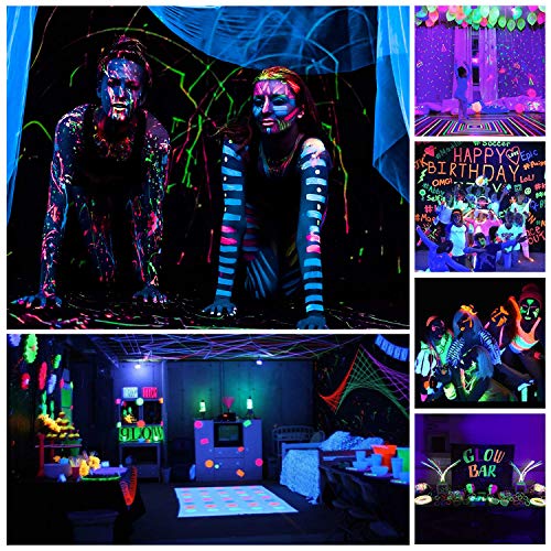 Roleadro UV Black Light Flood Light Bulb, 80w UV Led Floodlight Outdoor IP66 Waterproof Stage Light for Blacklight Party, 5 Fluorescent Neon Glow Gaffer Tape, Glow in Dark Party, DJ Disco Night Club - Thumbnail 3
