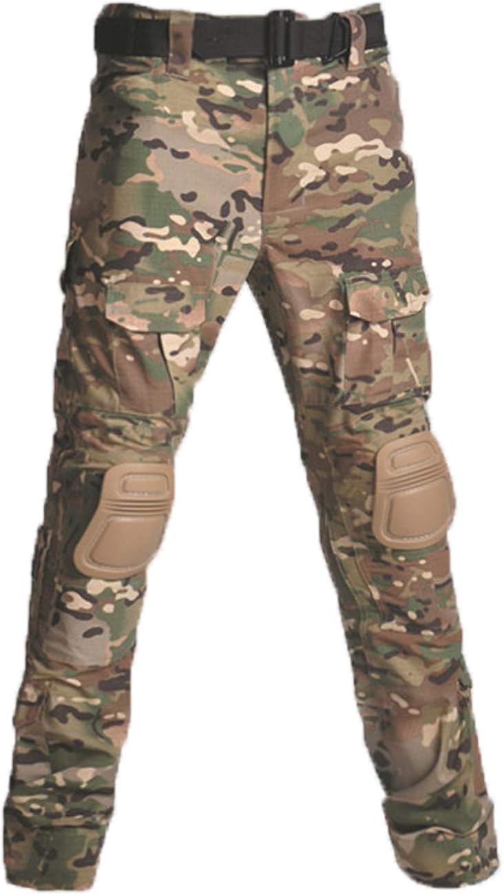 Military Ba Men's Tactical Combat Shirt and Pants Set Long Sleeve Multicam Woodland BDU Hunting Military Uniform 1/4 Zip: Clothing