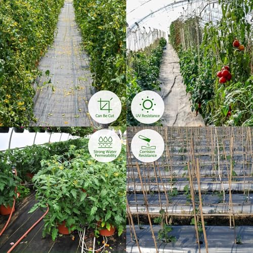 automoris 3.2OZ 6 * 300FT Weed Barrier Landscape Fabric with 100pcs 6inch Garden Staples,Heavy Duty Woven Ground Cover Weed Fabric Gardening Mat for Underlayment，Flower Beds, Pathways,Driveway