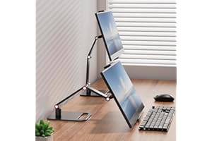 AiFeelife Portable Monitor Holder for 12-17.3 Inch Screen Desk Holder Metal Stand 16 Inch Universal Expandable Display Base 12.9inch Tablet Stand Adjustable Portable Monitor Desktop Clamp