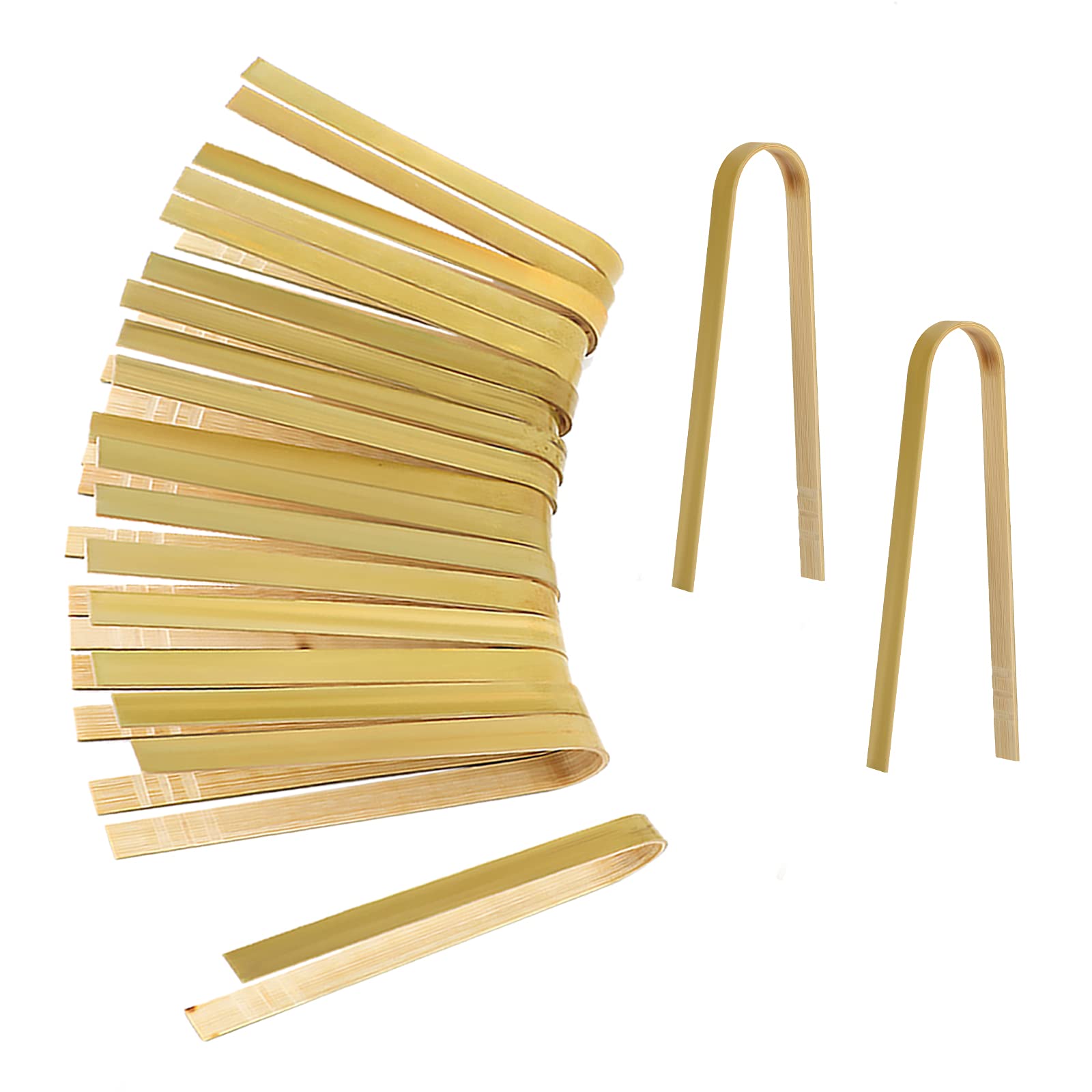 Luter 20pcs 5.9inch Wooden Tongs, Disposable Cooking Utensils Mini Bamboo Tongs Natural Toast Tong for Cooking Picking up