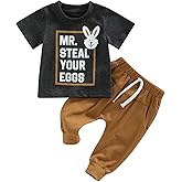 YINGISFITM Toddler Baby Boy Valentines Day Clothes Mr Steal My Heart Crewneck Sweatshirt Shirt Top Pants Spring Outfit (Mr Steal Your Eggs,18-24 Months)