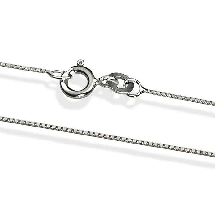 18 Karat 750 Gold Italienisch Venezianer Box Kette Weißgold Unisex