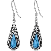 Turquoise Earrings for Women 925 Sterling Silver Bohemian Western Drop Earrings Teardrop Turquoise Jewelry for Women