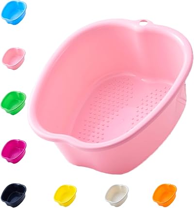 Anxicer Large Foot Bath Spa Bowl Plastic Pedicure Tub Pink Soak Toe Nails