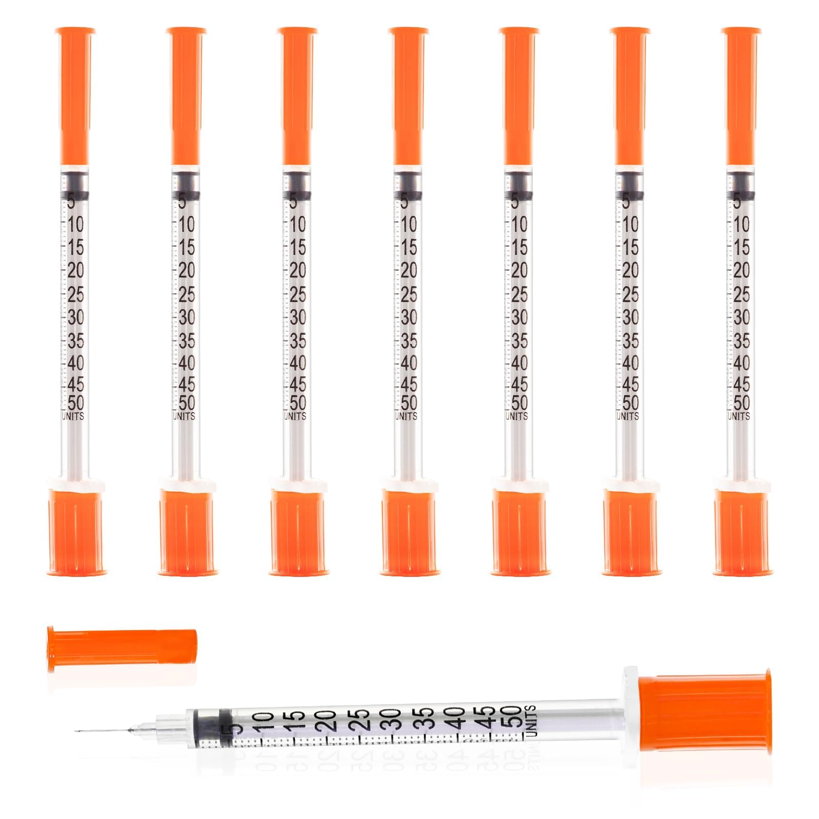 Photo 1 of U-100 Syringe with Needle, 30G 1/2cc 5/16 Inch (8mm) Syringe, Individually Wrapped, Pack of 50