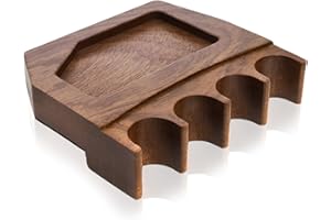 Eorbow 4-Hole Wood Pool Cue Holder, Portable Weighted Billiard Stick Rack, Non-slip Cue Holder Claw with Chalk Holder, Solid Cue Rest with Deepen Notch for Billiard Table Bar Chair