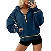 ATHMILE Womens Fall Hoodies Half Zip Sweatshirts Long Sleeve Cropped Hooded Pullover Winter Fashion Clothes 2025