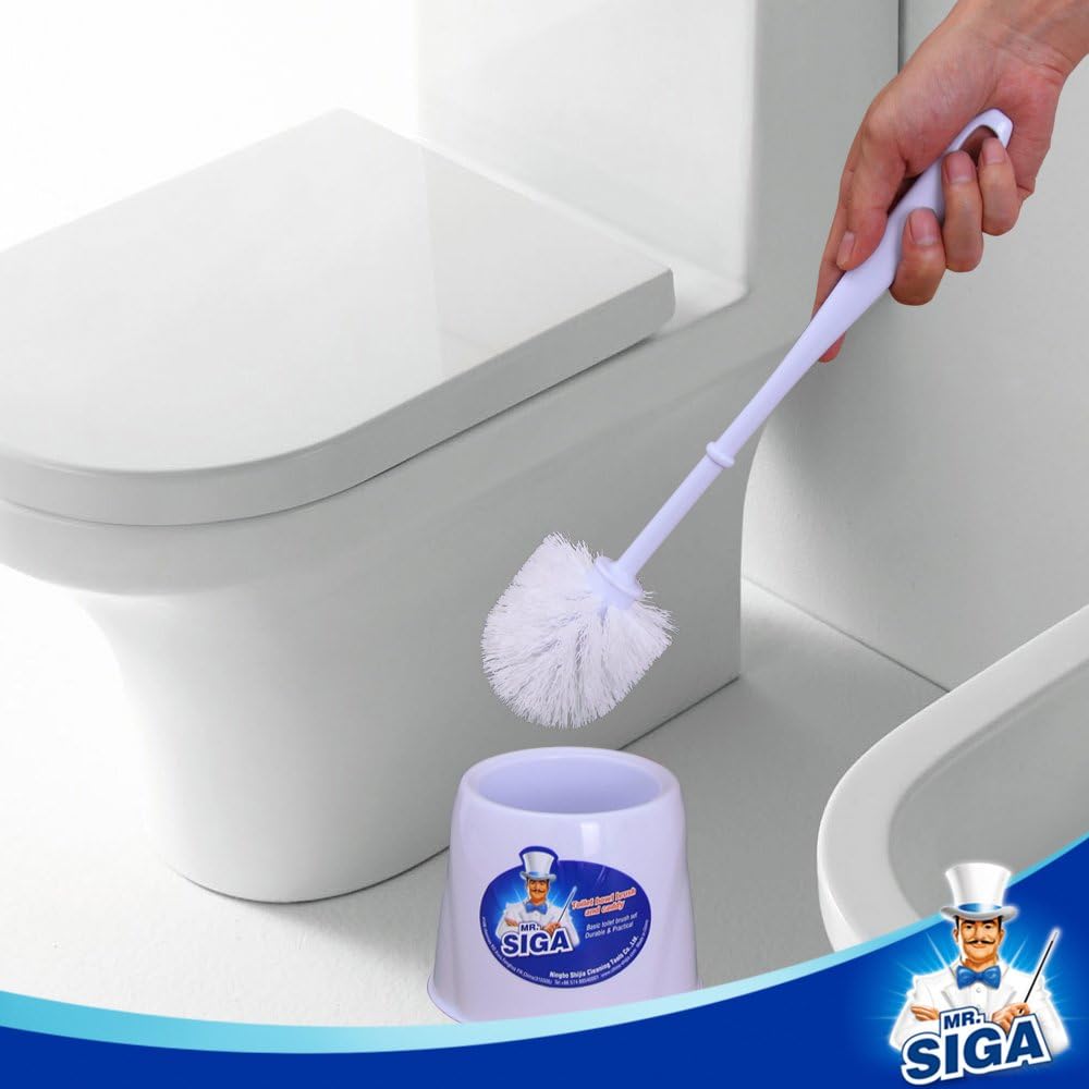 MR. SIGA Toilet Bowl Brush and Caddy, Dia 12cm x 38cm Height, Pack of 2 Set: Home & Kitchen