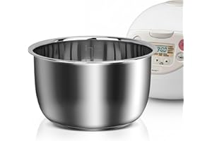 Linkidea Rice Cooker Stainless Steel Inner Pot Compatible with Zojirushi NS-WAC10, NS-TGC10, Aroma ARC-6106, Dishwasher Safe,