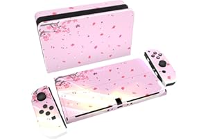 PlayVital Full Set Protective Stickers for Nintendo Switch OLED Model, Customized Vinyl Decal Skins for Switch OLED Console &