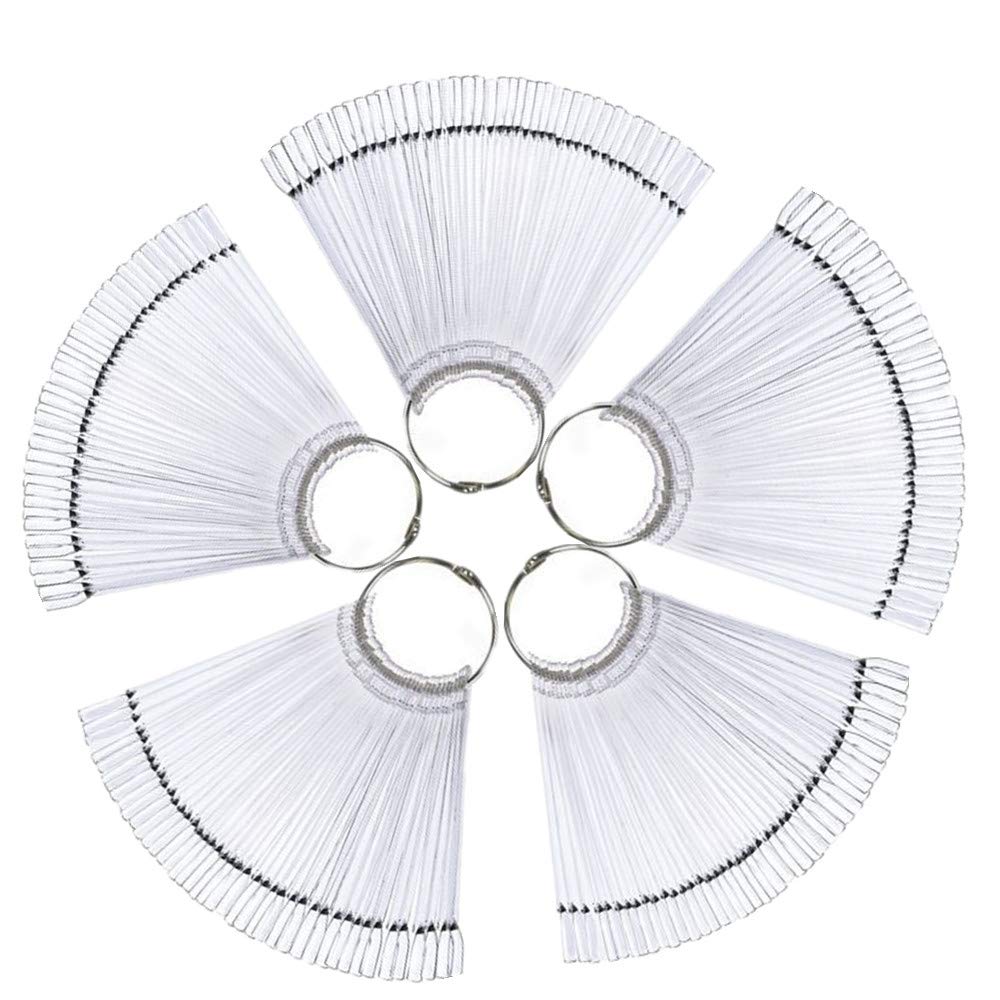 5 Sets Total 250 Tips - Transparent Nail Swatch Sticks-Nail Art Polish Display Stick