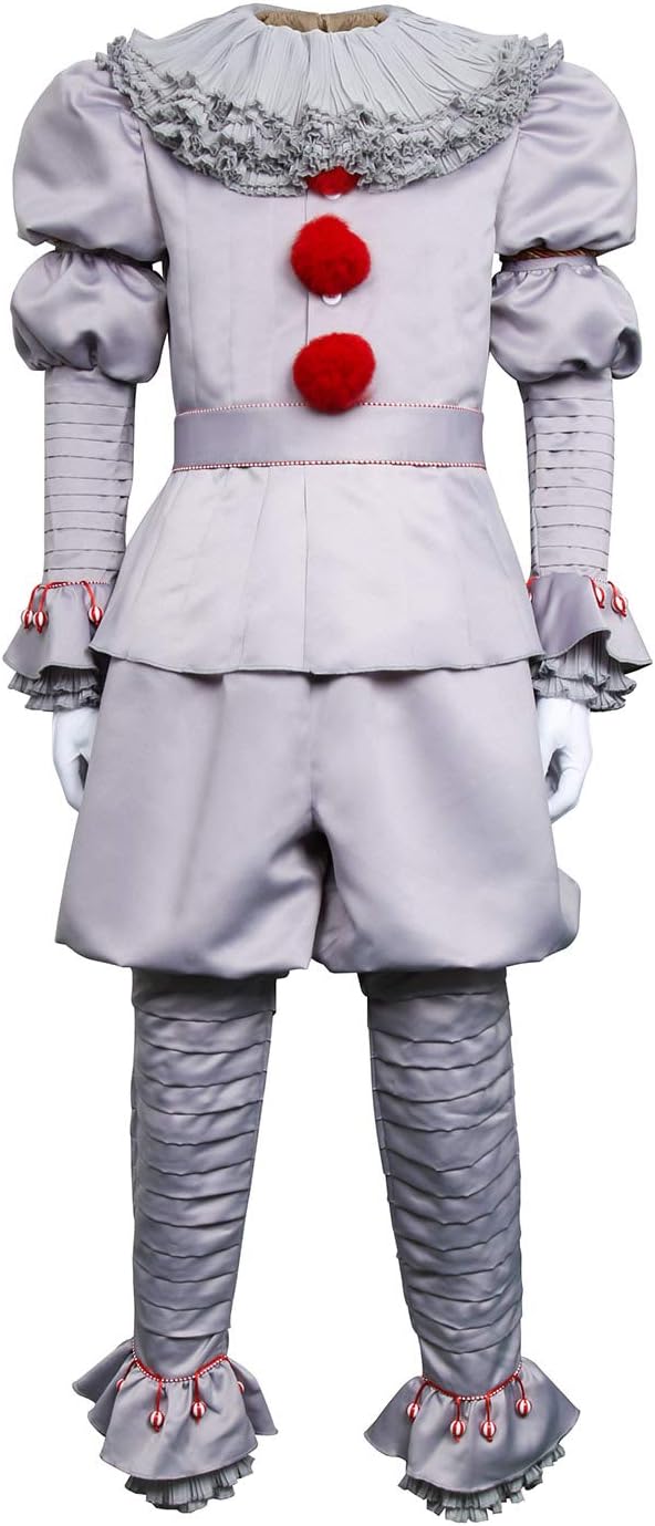 Nofonda IT Movie Pennywise Clown Costume Deluxe Joker Cosplay Outfit Horror Joker Costume for Halloween Adult (S)