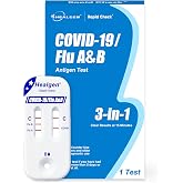 Healgen Rapid Check COVID-19, Flu A&amp;B Antigen Test Kit, The First FDA Authorized OTC 3-in-1 Flu &amp; COVID Home Test, Easy to Read Dual Windows, Results in 15 Mins, 1 Test