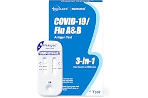 Healgen Rapid Check COVID-19, Flu A&B Antigen Test Kit, The First FDA Authorized OTC 3-in-1 Flu & COVID Home Test, Easy to Read Dual Windows, Results in 15 Mins, 18-Month Shelf Life, 1 Test