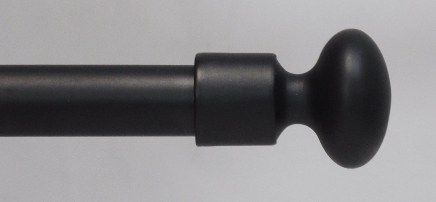 Urbanest Adjustable Oval Finial Curtain Drapery Rod Set, 5/8inch (Black,84"120