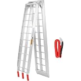 Motorcycle Ramp for Pickup Trucks, 7.5 ft Folding Aluminum Dirt Bike Ramp | 1 ramp; 750 lb; 89 x 12 in; folds to 44.5 in; for pickup trucks and trailers; crossbar rungs; 1 safety strap