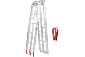 VENDAV Aluminum Motorcycle Ramp, 7.5 ft Folding Dirt Bike Ramp for Pickup Trucks, 750 lb Capacity, Crossbar Rungs, Rubber-Tipped Fingers, 89 x 12 in, 1 Pc