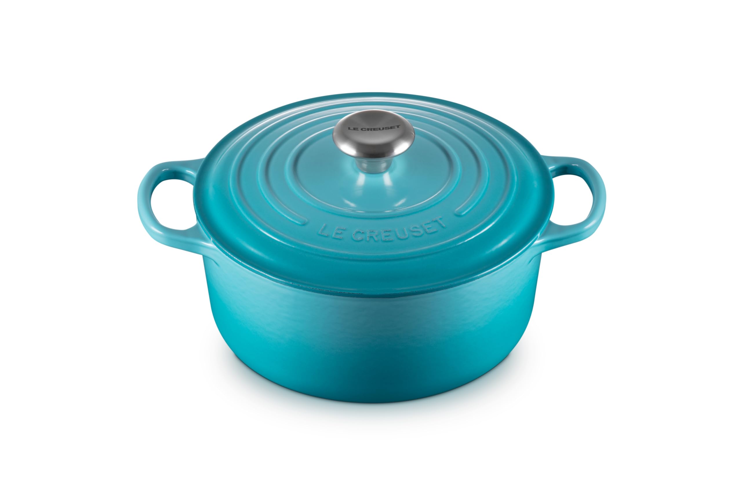 Le Creuset Signature Gusseisen-Bräter mit Deckel, Ø 24 cm, Rund, Für alle Herdarten und Induktion geeignet, Volumen: 4,2 l, 4,305 kg, Karibik, 21177241702430